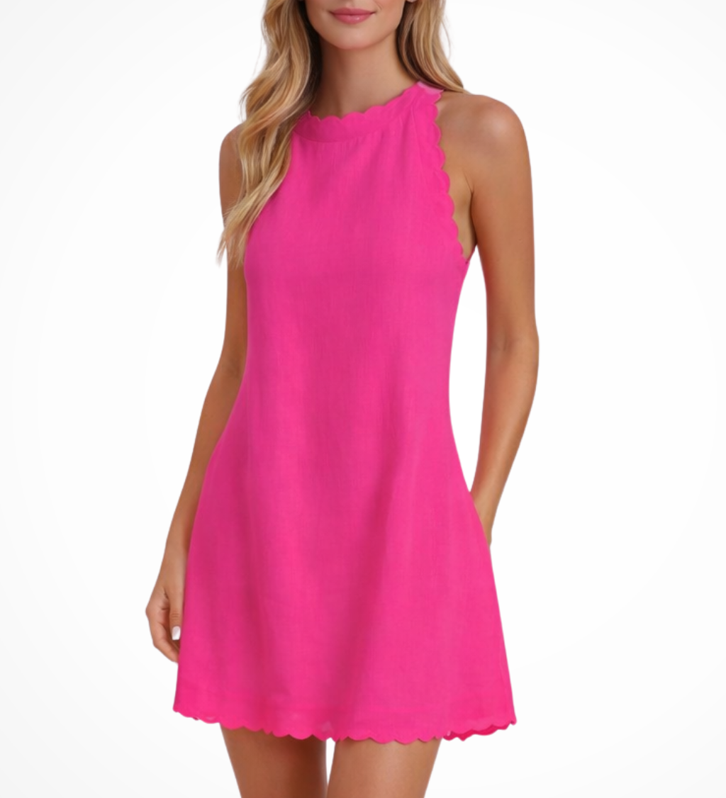 Tindall | Vestido mini de verano sin mangas con dobladillo ondulado para mujer