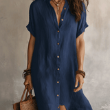 Vestido midi negro bohemio moderno de corte relajado