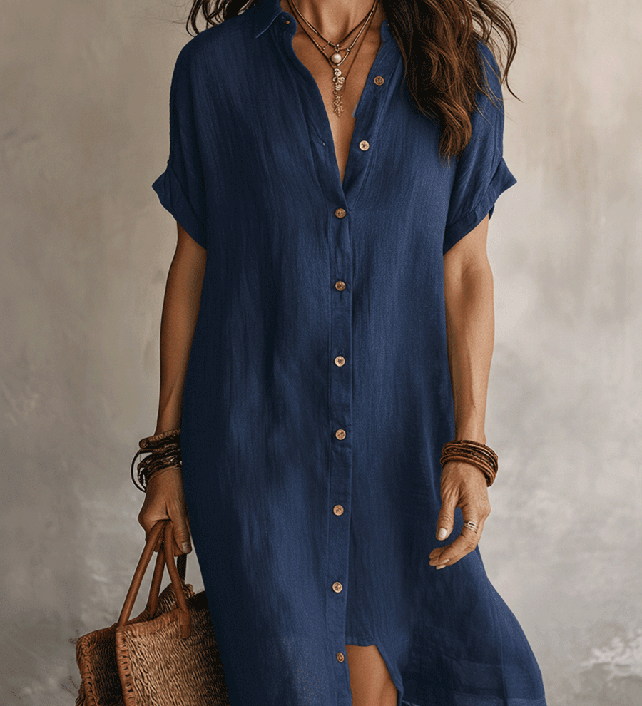 Vestido midi negro bohemio moderno de corte relajado