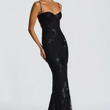 Anastasia | Corsé bordado de flores para mujer con tirantes, vestido maxi para bodas