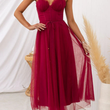 Florencia | Vestido midi de tul con corsé para invitadas de boda