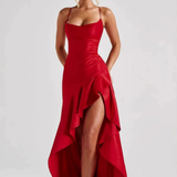 Sienna | Vestido Maxi Satén con Cuello Halter para Mujer como Invitada de Boda