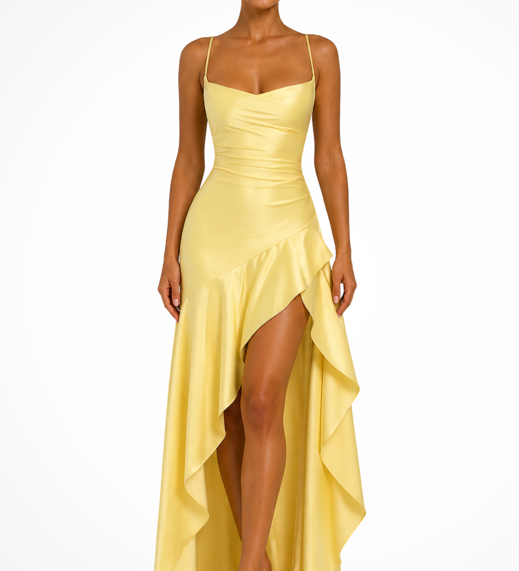 Sienna | Vestido Maxi Satén con Cuello Halter para Mujer como Invitada de Boda