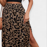 Maarja | Falda midi con estampado de leopardo