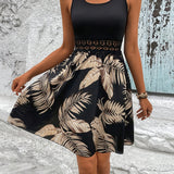 Sasha™ - Vestido de corte en A con estampado tropical