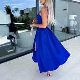 Chloe™ - Vestido con abertura alta y tirantes finos