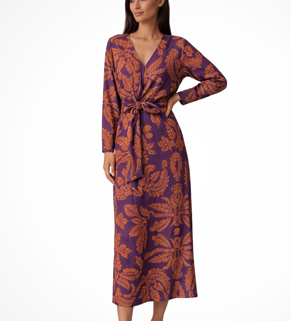 Aria | Vestido largo de invitada de boda para mujer con cintura ajustable y mangas largas