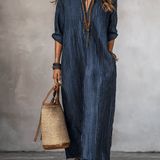 Vestido maxi holgado índigo de estilo nómada