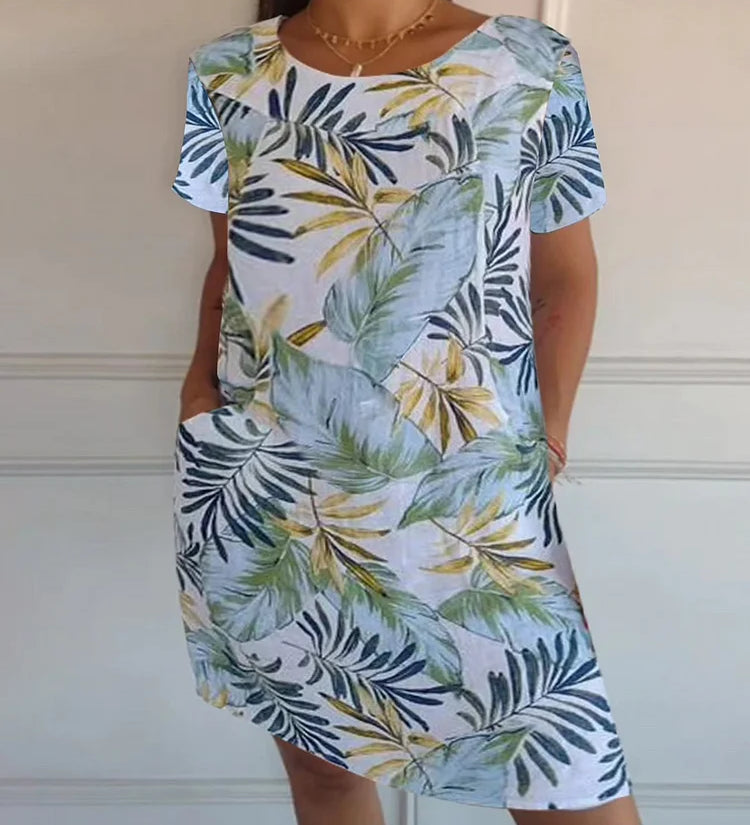 Vestido de verano para señora con bolsillos y estampado vibrante