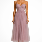 Florencia | Vestido midi de tul con corsé para invitadas de boda