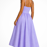 Klementīne | Vestido midi de invitada de boda con tirantes de tirantes cuadrados