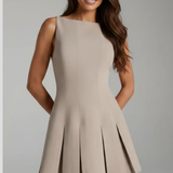 Tabitha | Vestido de mini invitada de boda sin mangas con falda plisada para mujer