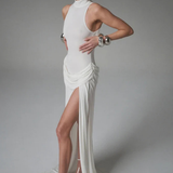 Cosima | Vestido maxi de cuello alto sin mangas para invitadas de boda