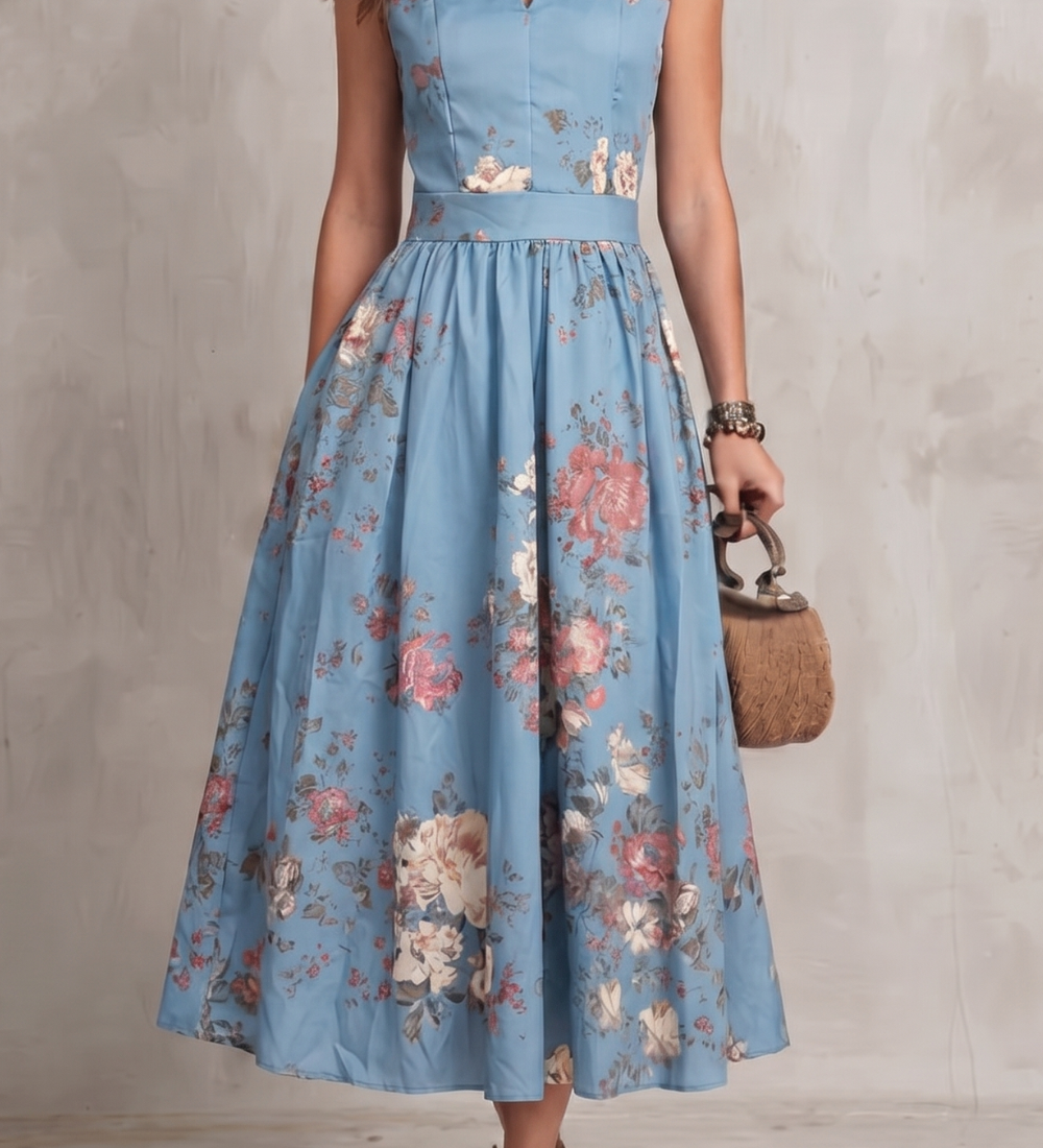 Noirelle | Vestido midi floreado sin mangas para señora