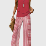 Florentino | Conjunto de Top Sin Mangas en Capas con Estampado Floral y Pantalones de Pierna Ancha