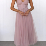 Florencia | Vestido midi de tul con corsé para invitadas de boda