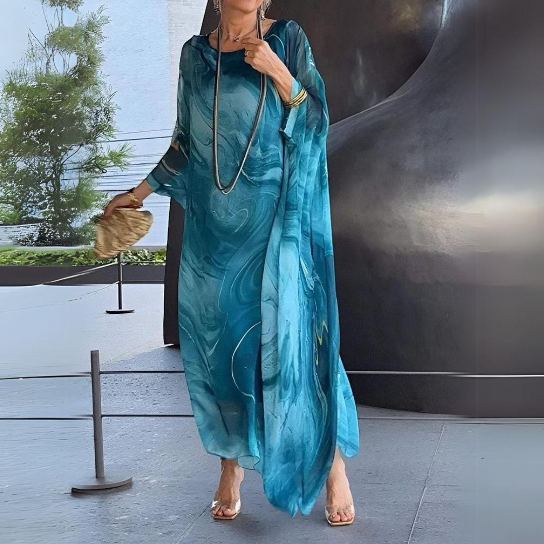 Paetyn | Vestido maxi con escote redondo y mangas largas