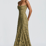 Persefone | Vestido maxi de flores de brocado para invitadas de boda