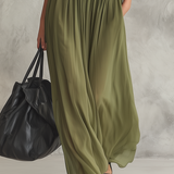 Vestido maxi holgado con cintura fruncida