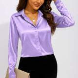 Blusa femenina elegante de manga larga con corte clásico