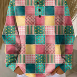 Nora | Jersey patchwork en rosa y turquesa