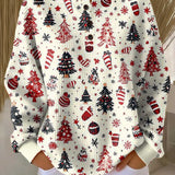 Imke | Jersey navideño blanco con pinos y esferas