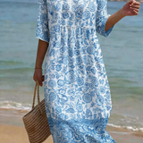 Azul | Vestido elegante con patrón floral