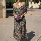 Vestido maxi elegante para fiestas con escote en V