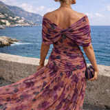 Vestido maxi elegante para fiestas con escote en V