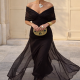 Vestido maxi elegante para fiestas con escote en V