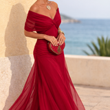 Vestido maxi elegante para fiestas con escote en V