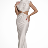 Solenne | Vestido maxi ajustado sin mangas con cuello alto para mujer