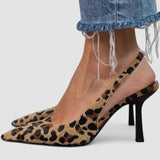 Liorina | Zapatos de leopardo en color haki con punta afilada y tacones altos