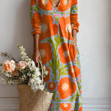 Vestido floral vintage con bolsillos para mujer - Diseño con estampado artístico