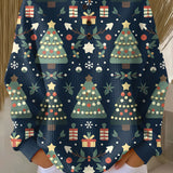 Ida | Jersey navideño azul oscuro con abetos