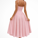 Seren | Parte superior de corsé de vestido midi elegante de línea A para bodas de invitadas