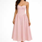 Seren | Cuerpo de corsé para mujeres, vestido midi elegante de línea A para invitadas de boda