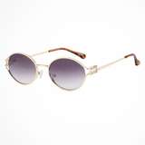 Isobel | Gafas de sol de metal dorado ovaladas pequeñas para mujeres