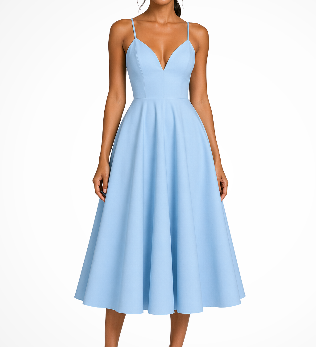 Isadora | Vestido Midi de Novia con Escote Corazón y Tirantes para Mujeres
