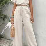 Emberly | Conjunto de Top y Pantalones de Pierna Ancha para Mujeres