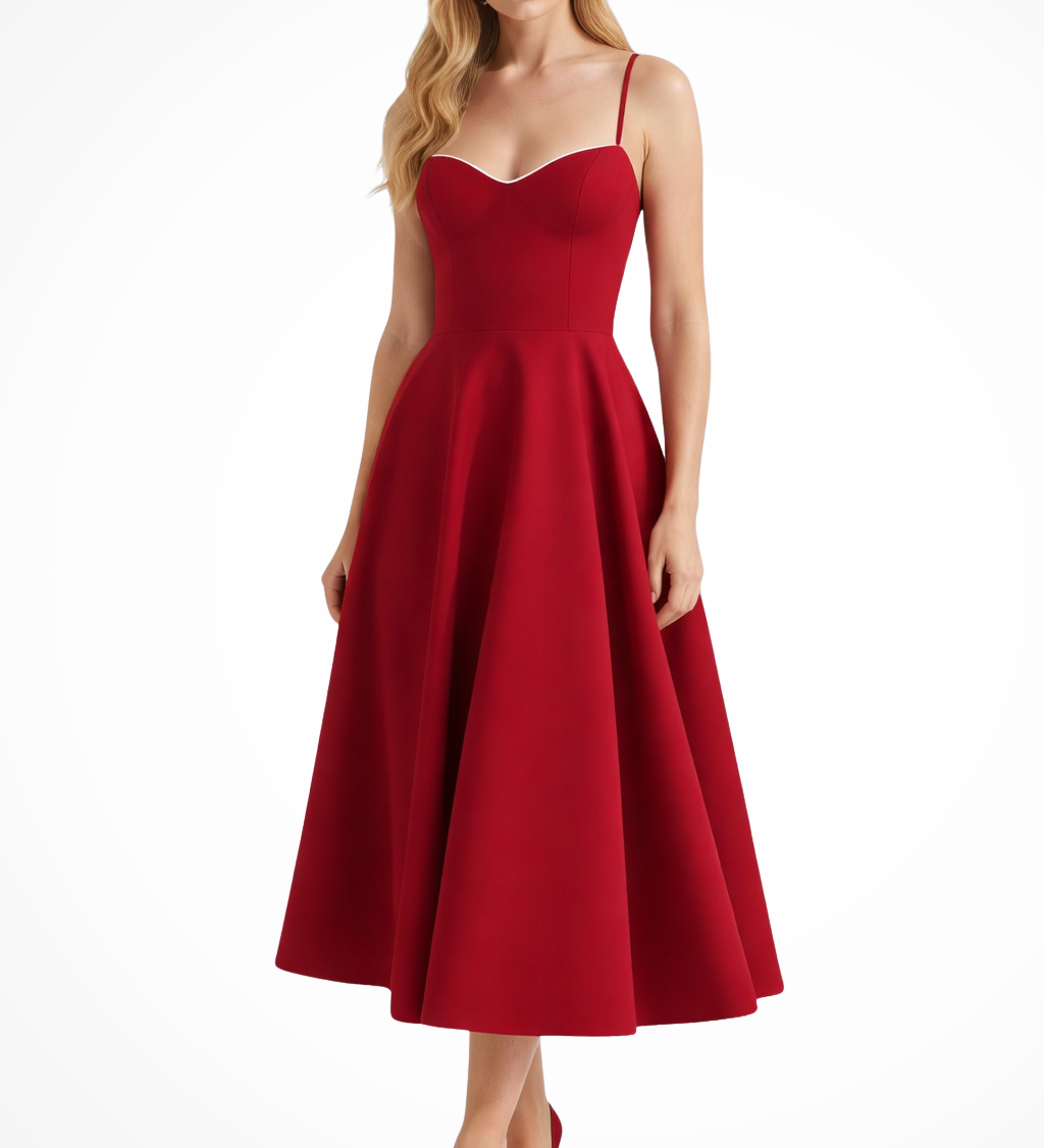 Junio | Vestido midi de corsé para invitadas de boda