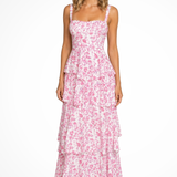 Elowen | Vestido Maxi de Invitada de Boda con Tirantes y Volantes de Flores