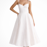 Junio | Vestido midi de corsé para invitadas de boda