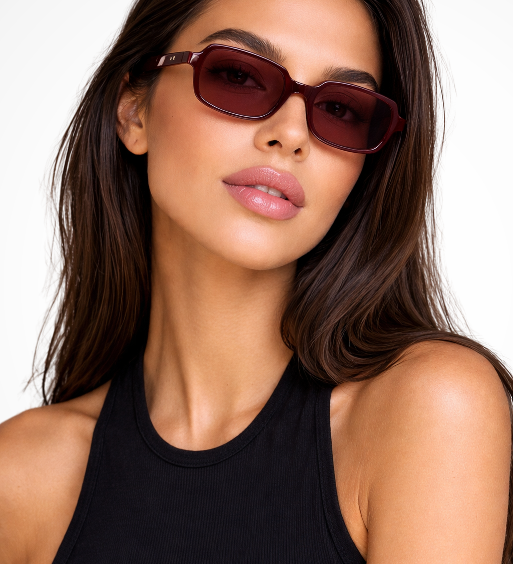 Rosa | Gafas de sol retro tintadas pequeñas y estrechas para mujer