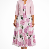 Josephine | Vestido Maxi Floral para Mujeres con Chaqueta Cortada Conjunto de Dos Piezas para Invitadas de Boda