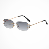 Harlow | Gafas de sol de mujer sin montura en forma rectangular con lentes tintados dorados