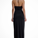 Celestine | Vestido maxi de verano para invitadas de boda con espalda abierta y cuello halter