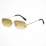 Harlow | Gafas de sol de mujer sin montura en forma rectangular con lentes tintados dorados