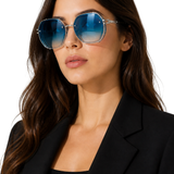 Saoirse | Gafas de Sol Geométricas Oversized para Mujeres con Montura Dorada y Lente Ámbar