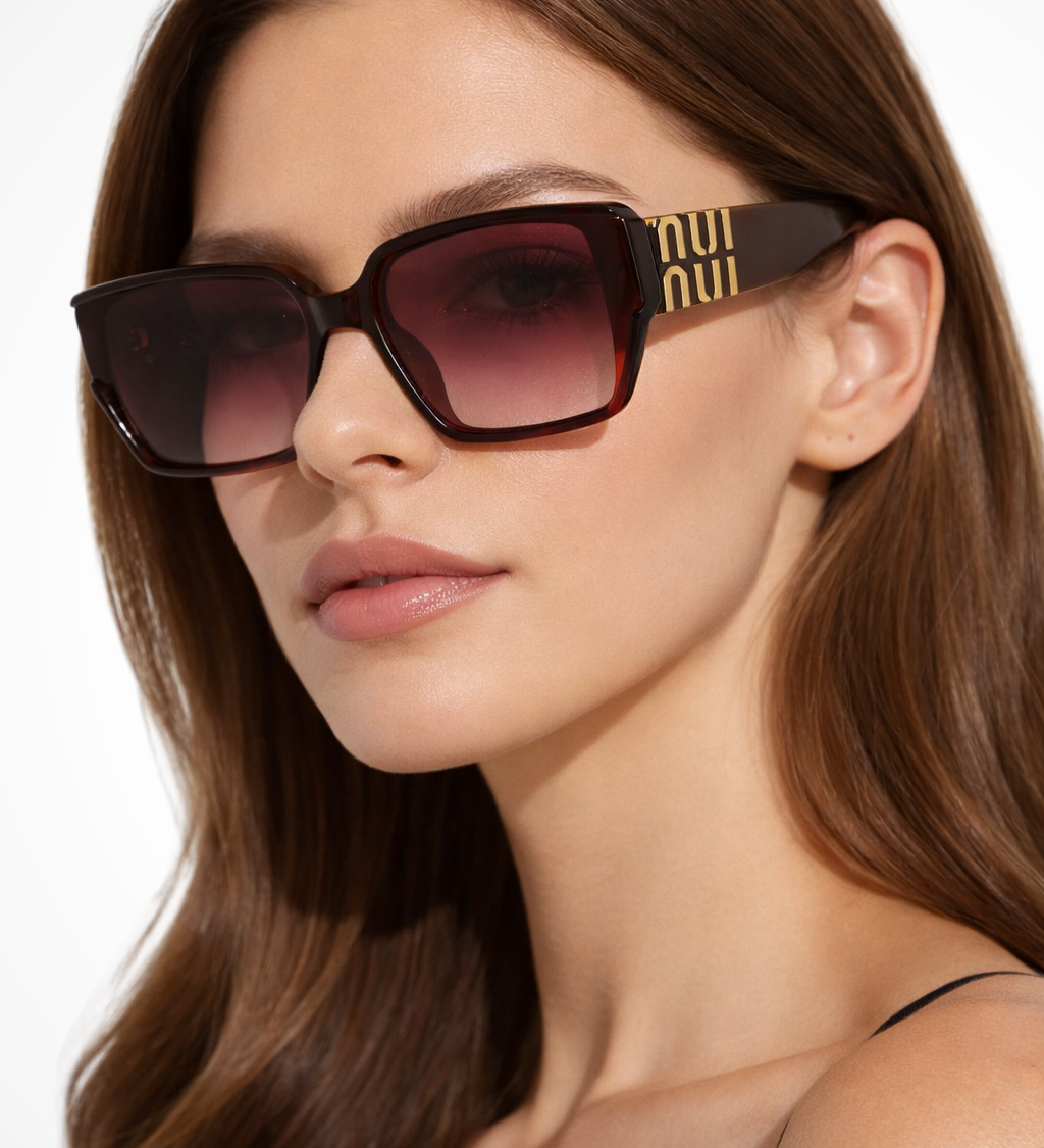 Lysandra | Gafas de sol cuadradas de gran tamaño para mujer con detalle dorado